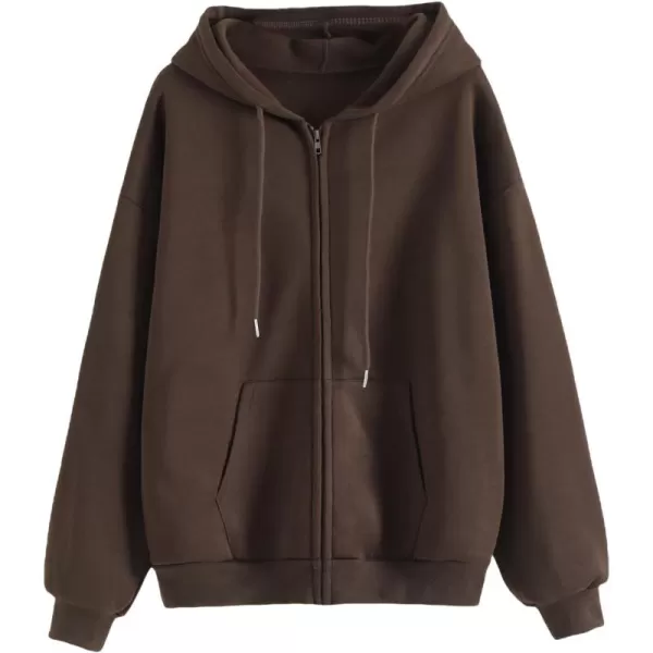 WDIRARA Women's Zip Front Drawstring Hoodie Pullover Long Sleeve Casual Sweatshirt Top