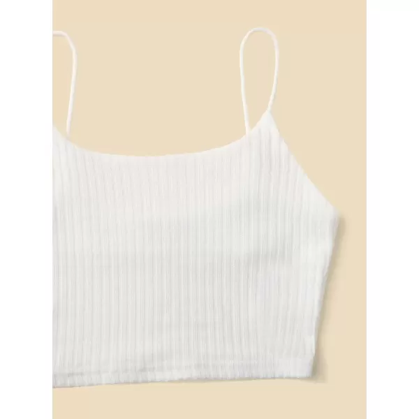 WDIRARA Girl's 2 Pack Basic Rib Knit Crop Cami Top Sleeveless Casual Top