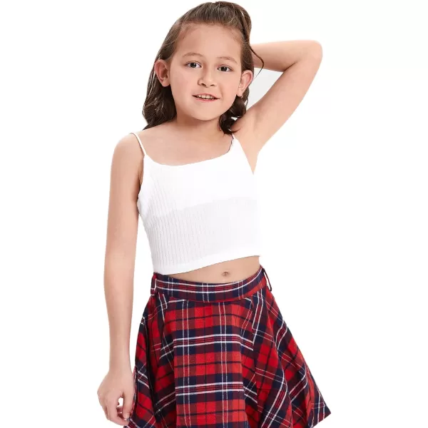 WDIRARA Girl's 2 Pack Basic Rib Knit Crop Cami Top Sleeveless Casual Top