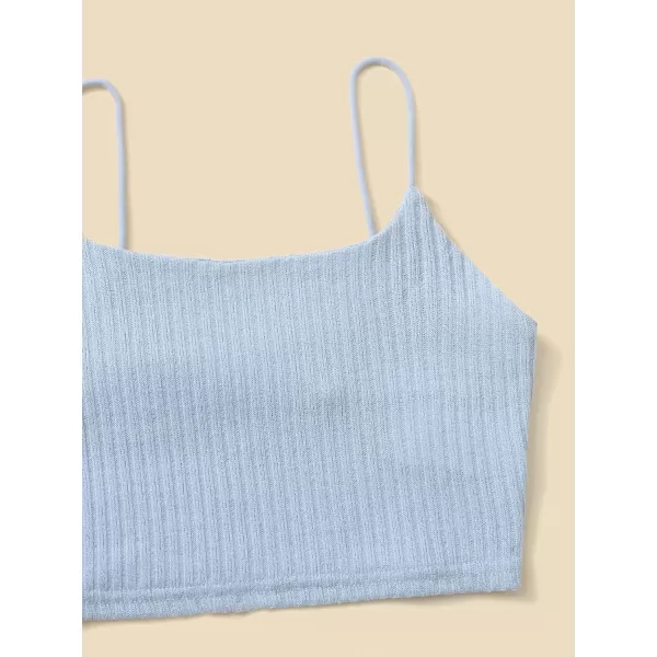 WDIRARA Girl's 2 Pack Basic Rib Knit Crop Cami Top Sleeveless Casual Top