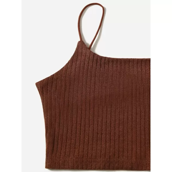 WDIRARA Girl's 2 Pack Basic Rib Knit Crop Cami Top Sleeveless Casual Top