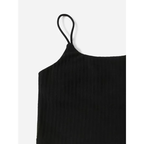 WDIRARA Girl's 2 Pack Basic Rib Knit Crop Cami Top Sleeveless Casual Top