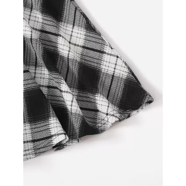 WDIRARA Girl's 2 Piece Letter Graphic Print Collar Sweatshirt and Plaid Skater Skirt Set