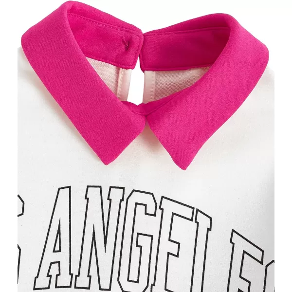 WDIRARA Girl's 2 Piece Letter Graphic Print Collar Sweatshirt and Plaid Skater Skirt Set