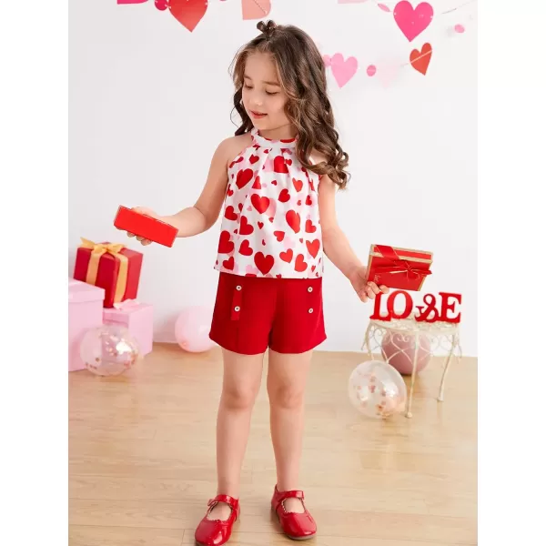 WDIRARA Girl's 2 Piece Outfits Floral Print Tie Neck Halter Top and Shorts Set