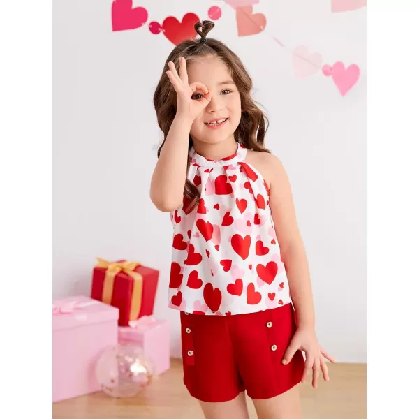WDIRARA Girl's 2 Piece Outfits Floral Print Tie Neck Halter Top and Shorts Set