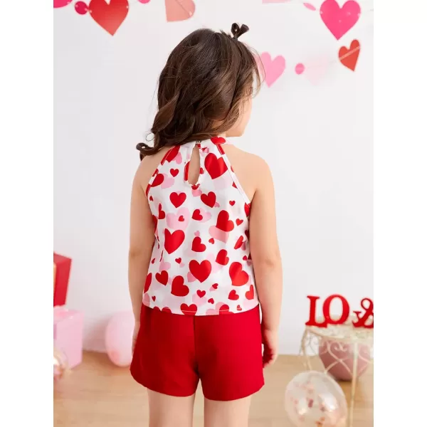 WDIRARA Girl's 2 Piece Outfits Floral Print Tie Neck Halter Top and Shorts Set