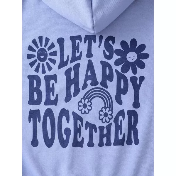 WDIRARA Girl's Cartoon Letter Graphic Print Hoodie Long Sleeve Sweatshirt Pullovers
