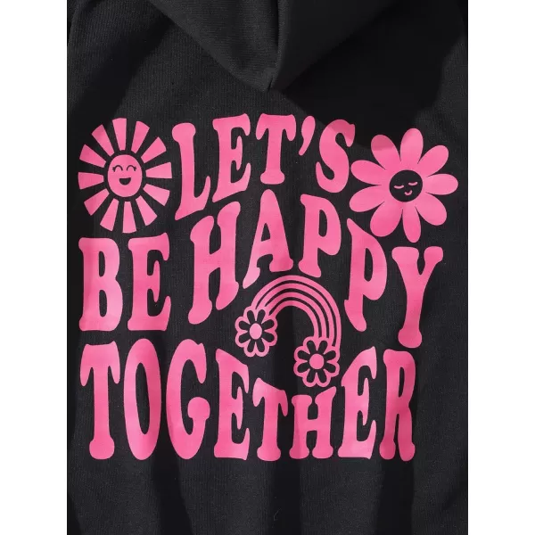 WDIRARA Girl's Cartoon Letter Graphic Print Hoodie Long Sleeve Sweatshirt Pullovers