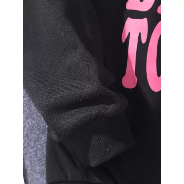 WDIRARA Girl's Cartoon Letter Graphic Print Hoodie Long Sleeve Sweatshirt Pullovers