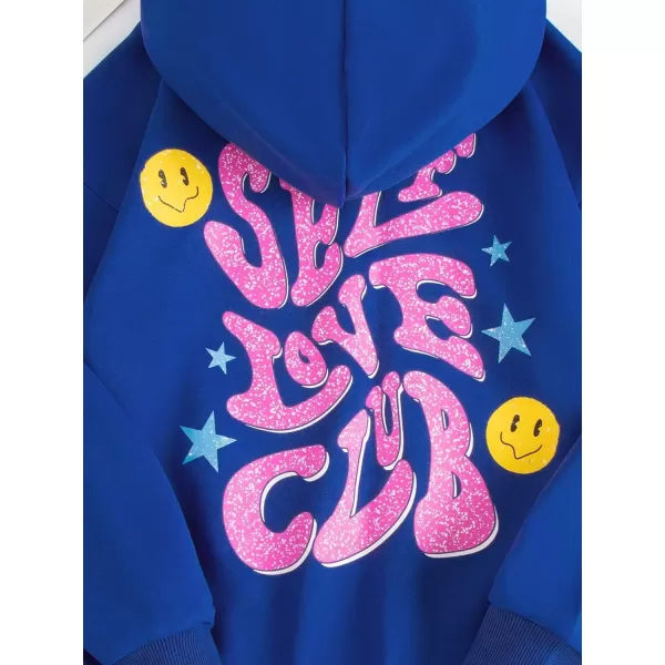 WDIRARA Girl's Cartoon Letter Graphic Print Hoodie Long Sleeve Sweatshirt Pullovers