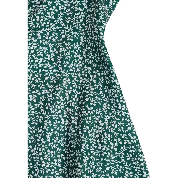 WDIRARA Girl's Ditsy Floral Print Dress Spaghetti Strap V Neck Ruched Flared Cami Dress