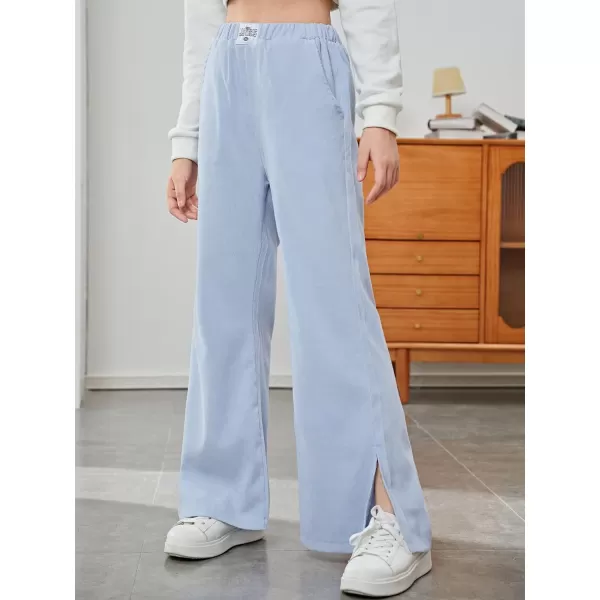 WDIRARA Girl's High Waisted Ripped Raw Hem Flare Bell Bottom Jeans Denim Pants