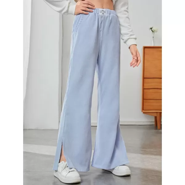 WDIRARA Girl's High Waisted Ripped Raw Hem Flare Bell Bottom Jeans Denim Pants