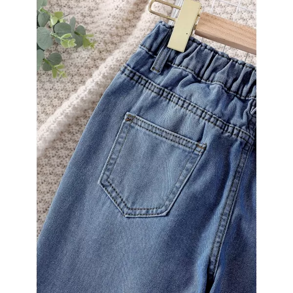 WDIRARA Girl's High Waisted Ripped Raw Hem Flare Bell Bottom Jeans Denim Pants