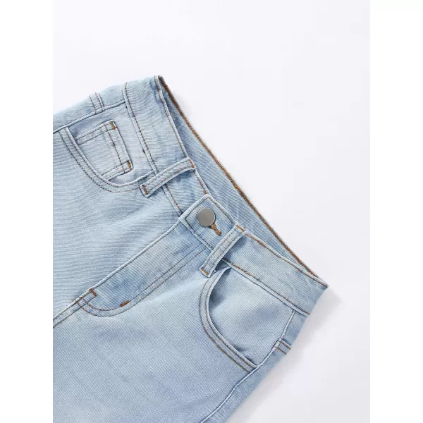 WDIRARA Girl's High Waisted Ripped Raw Hem Flare Bell Bottom Jeans Denim Pants