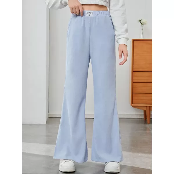 WDIRARA Girl's High Waisted Ripped Raw Hem Flare Bell Bottom Jeans Denim Pants