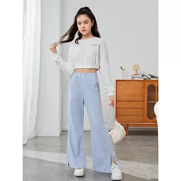 WDIRARA Girl's High Waisted Ripped Raw Hem Flare Bell Bottom Jeans Denim Pants