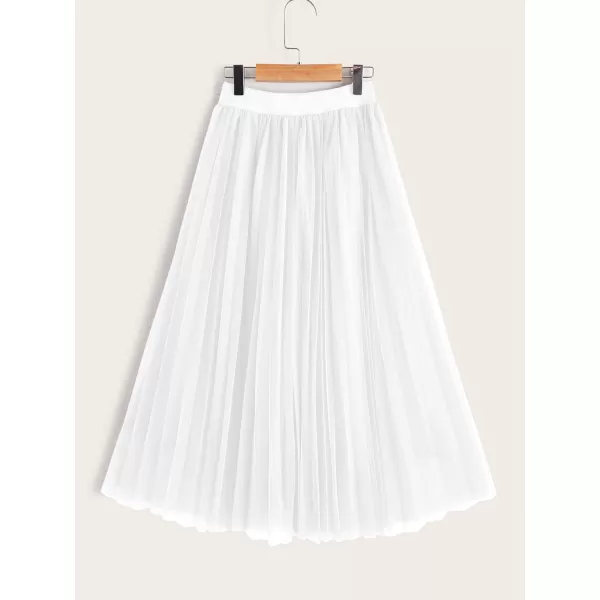 WDIRARA Girl's Mesh Pleated Skirt Elastic High Waist Skater Aline Long Skirts