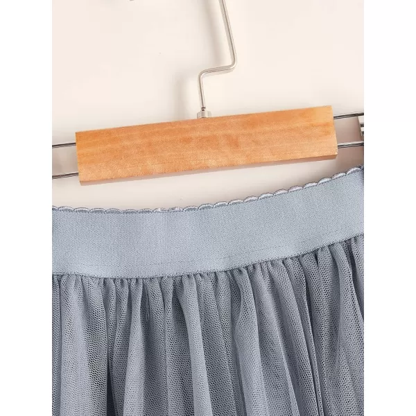 WDIRARA Girl's Mesh Pleated Skirt Elastic High Waist Skater Aline Long Skirts