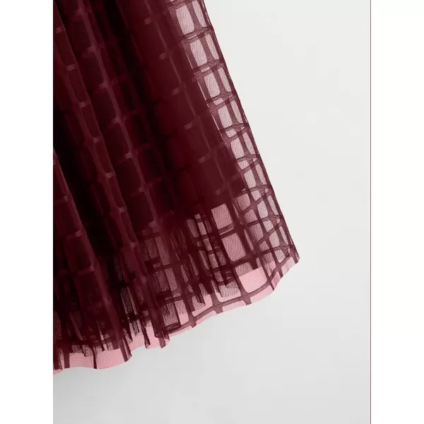 WDIRARA Girl's Mesh Pleated Skirt Elastic High Waist Skater Aline Long Skirts