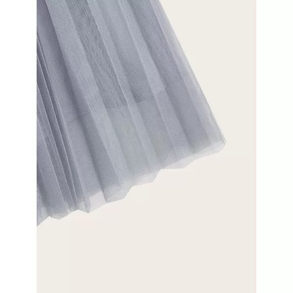WDIRARA Girl's Mesh Pleated Skirt Elastic High Waist Skater Aline Long Skirts