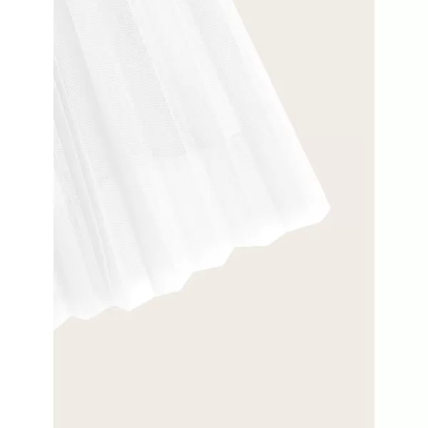 WDIRARA Girl's Mesh Pleated Skirt Elastic High Waist Skater Aline Long Skirts