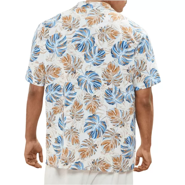 WDIRARA Men's Allover Printed Button Front Collar Hawaii Short Sleeve Colorblock Shirt