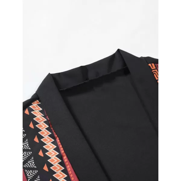 WDIRARA Men's Floral and Crane Print Japanese Style Kimono Tee