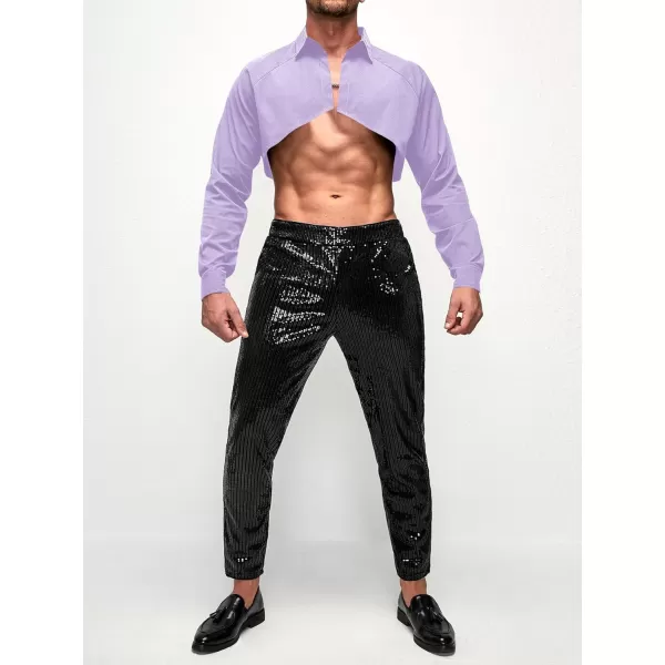 WDIRARA Men's Muscle Long Raglan Sleeve Open Front Super Crop Half Top Shirt