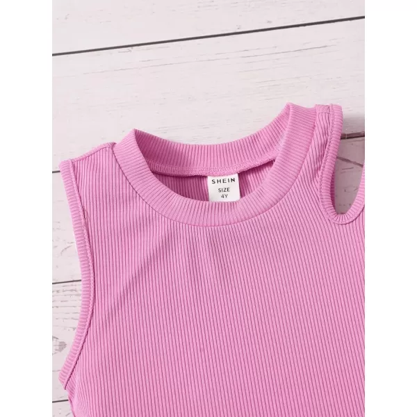 WDIRARA Toddler Girl's Cut Out Asymmetrical Round Neck Sleeveless Rib Knit Tank Top