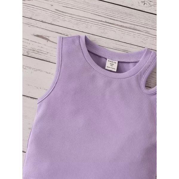 WDIRARA Toddler Girl's Cut Out Asymmetrical Round Neck Sleeveless Rib Knit Tank Top