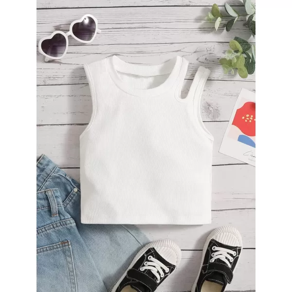 WDIRARA Toddler Girl's Cut Out Asymmetrical Round Neck Sleeveless Rib Knit Tank Top