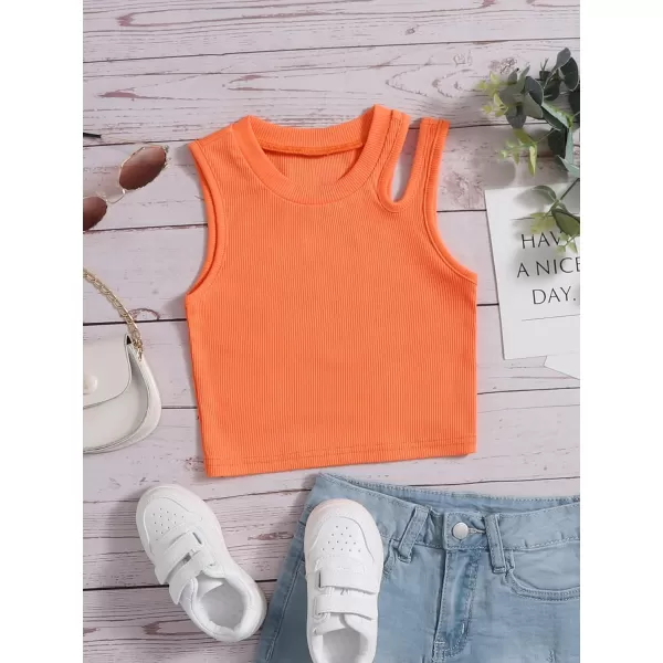 WDIRARA Toddler Girl's Cut Out Asymmetrical Round Neck Sleeveless Rib Knit Tank Top