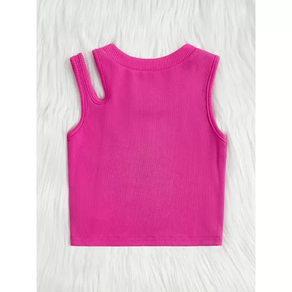 WDIRARA Toddler Girl's Cut Out Asymmetrical Round Neck Sleeveless Rib Knit Tank Top