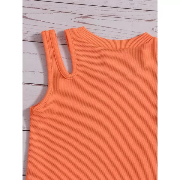 WDIRARA Toddler Girl's Cut Out Asymmetrical Round Neck Sleeveless Rib Knit Tank Top
