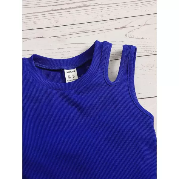 WDIRARA Toddler Girl's Cut Out Asymmetrical Round Neck Sleeveless Rib Knit Tank Top