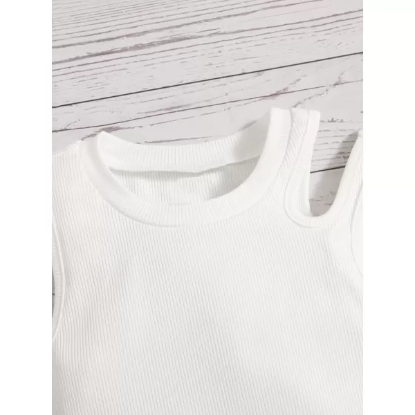WDIRARA Toddler Girl's Cut Out Asymmetrical Round Neck Sleeveless Rib Knit Tank Top