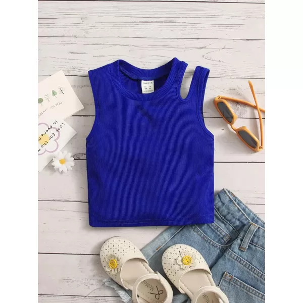WDIRARA Toddler Girl's Cut Out Asymmetrical Round Neck Sleeveless Rib Knit Tank Top
