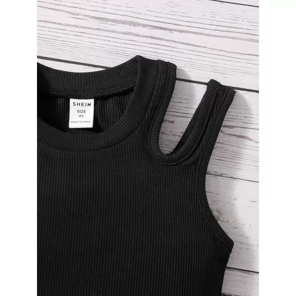 WDIRARA Toddler Girl's Cut Out Asymmetrical Round Neck Sleeveless Rib Knit Tank Top
