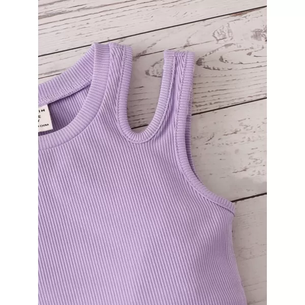 WDIRARA Toddler Girl's Cut Out Asymmetrical Round Neck Sleeveless Rib Knit Tank Top