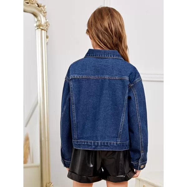 WDIRARA Toddler Girl's Ruffle Trim Collared Long Sleeve Button Up Denim Shirt Jacket