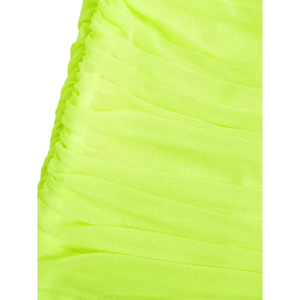 WDIRARA Women's Off Shoulder Prom Dress Puff Sleeve Ruched Mesh Cocktail Bodycon Party Elegant Mini Dresses