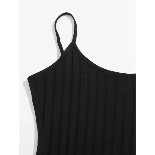 WDIRARA Women's Plus Size Split Front Sleeveless Rib Knit Bodycon Dress