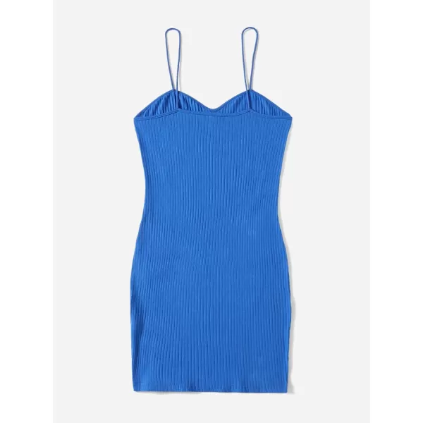 WDIRARA Women's Plus Size Split Front Sleeveless Rib Knit Bodycon Dress