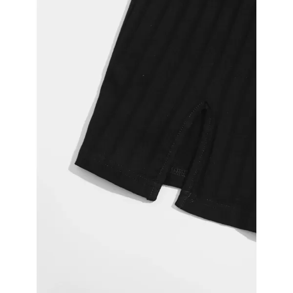 WDIRARA Women's Plus Size Split Front Sleeveless Rib Knit Bodycon Dress