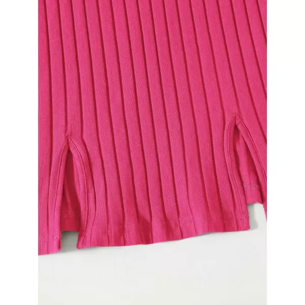 WDIRARA Women's Plus Size Split Front Sleeveless Rib Knit Bodycon Dress