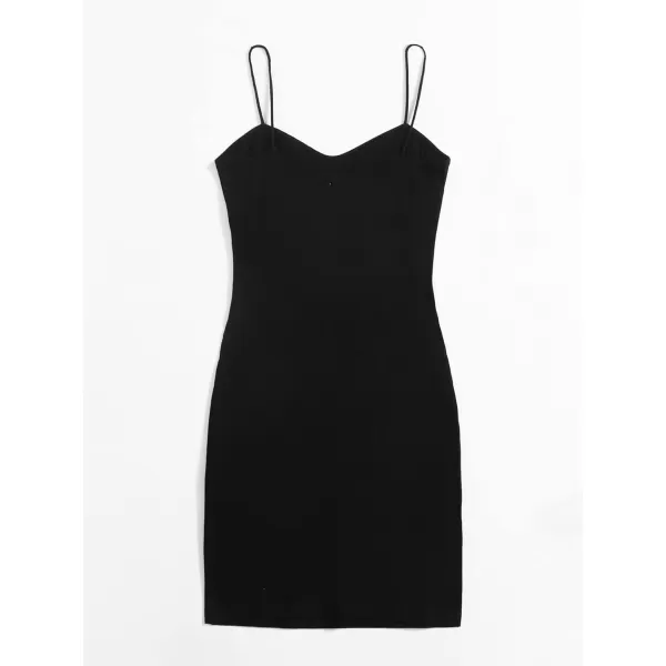 WDIRARA Women's Plus Size Split Front Sleeveless Rib Knit Bodycon Dress