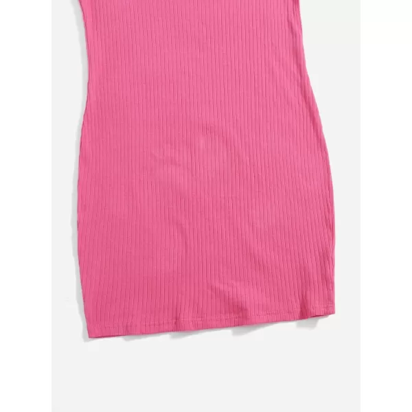 WDIRARA Women's Plus Size Split Front Sleeveless Rib Knit Bodycon Dress