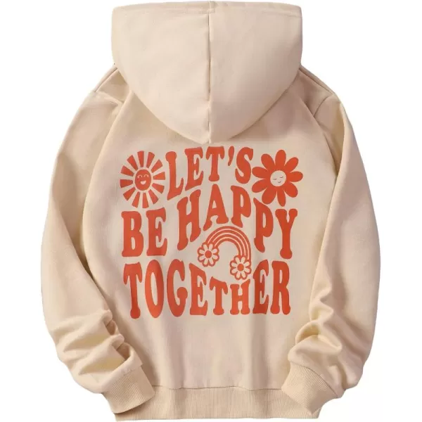 WDIRARA Girl's Cartoon Letter Graphic Print Hoodie Long Sleeve Sweatshirt Pullovers
